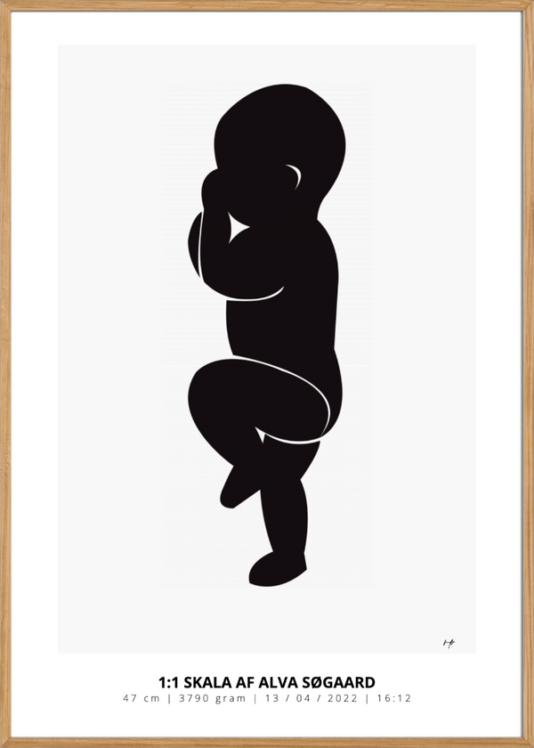 1:1 SILHUET FØDSELSPLAKAT - Mindeplakat / Birth Poster